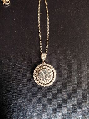 Sparkling Round Halo Pendant Necklace in Silver